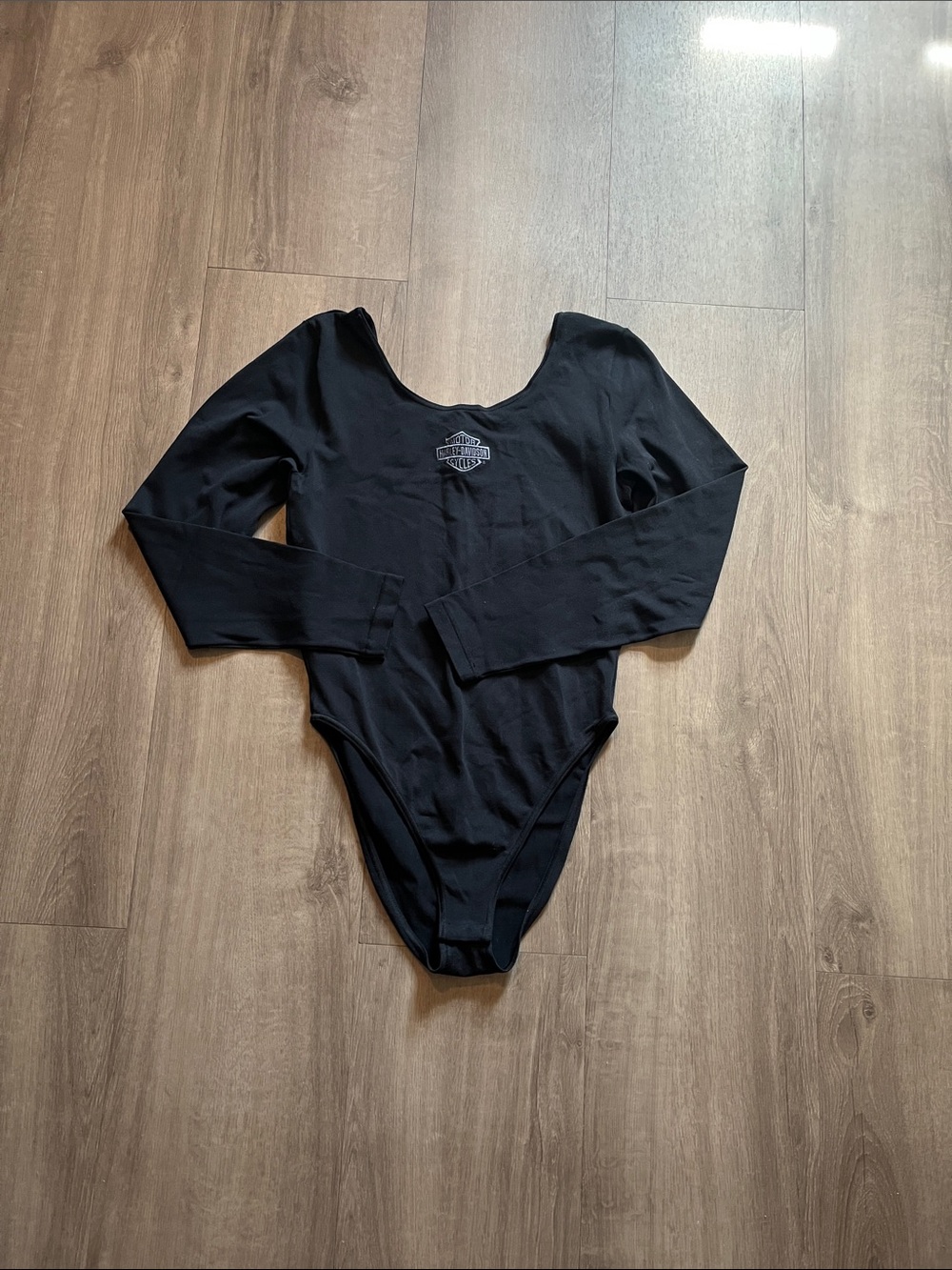 Harley-Davidson Black Women's Stretch Scoop Neck Bodysuit